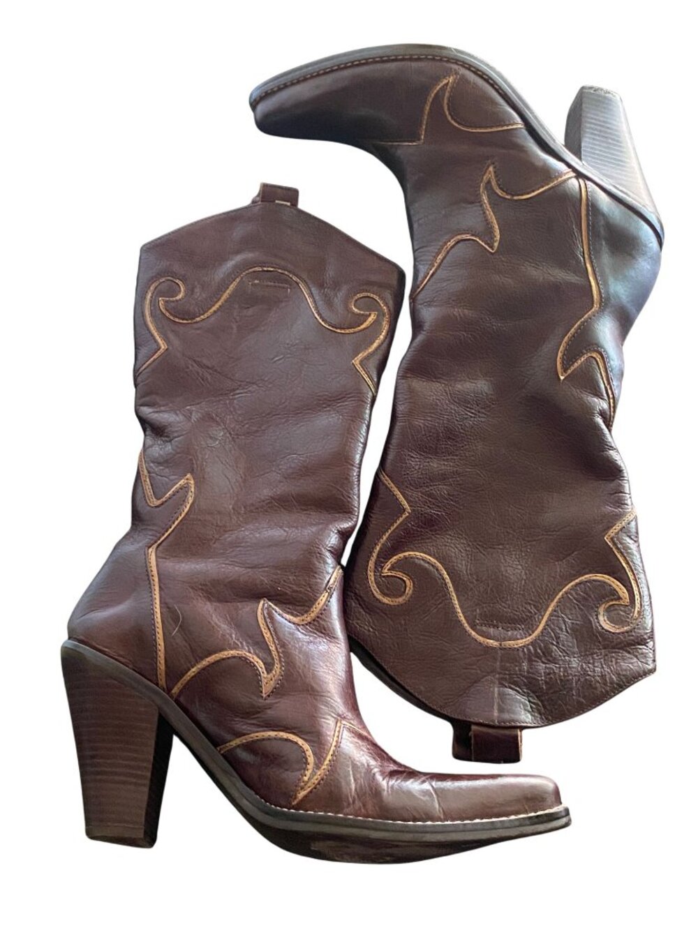 Penny Loves Kenny Rodeo Drive Brown Leather Western Boots Size 8 - Picture 4 of 13